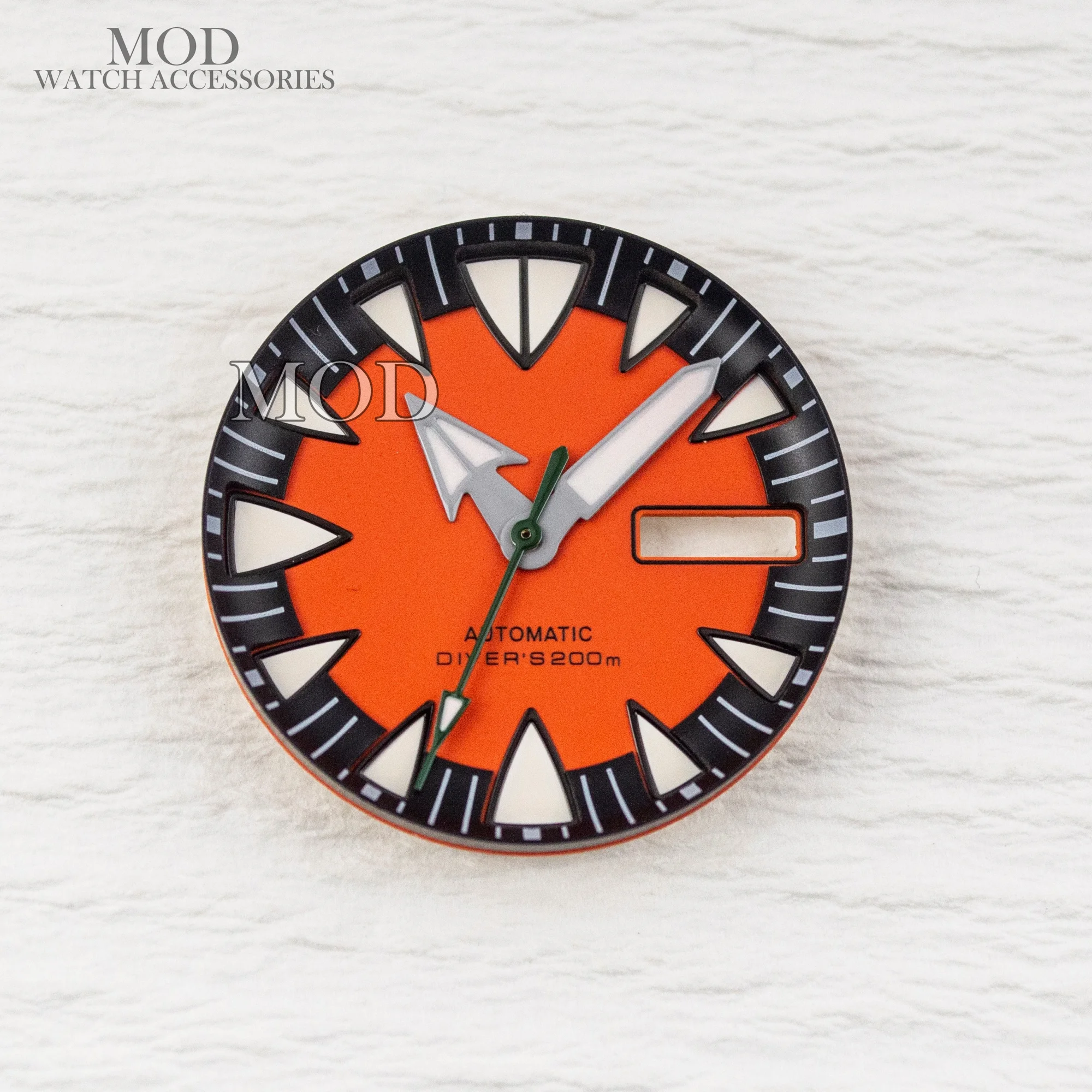 Imagen 4: Punteros de Dial NH36, esfera de 28,5mm, diseño de estilo de diente monstruo adecuado para movimiento NH36A/4R, Esfera luminosa verde, manecillas, piezas modificadas