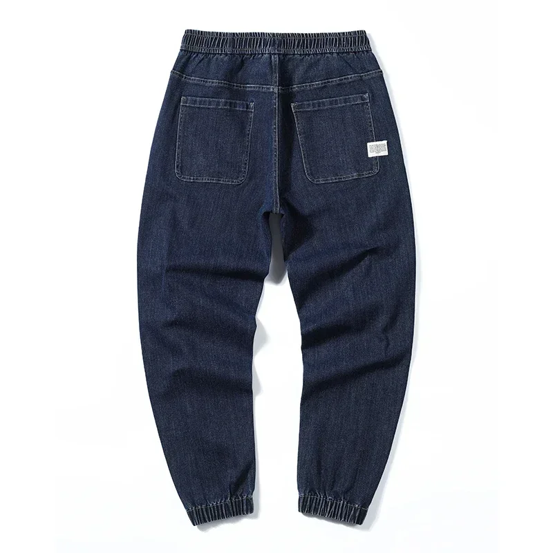 Calça Masculina Solta Ajustadora, Jeans Oversize, Calças Baggy, Harém, Perna Larga, Cintura Elástica, Cordão, Calças Jeans Masculinas, Cônico