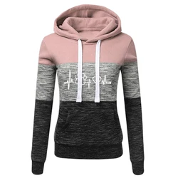 Women's Fleece Long Sleeve Hoodie Fashion Slim Fit Sweatshirt Autumn Winter Warm Ladies Casual Color Matching Outdoors Pullover