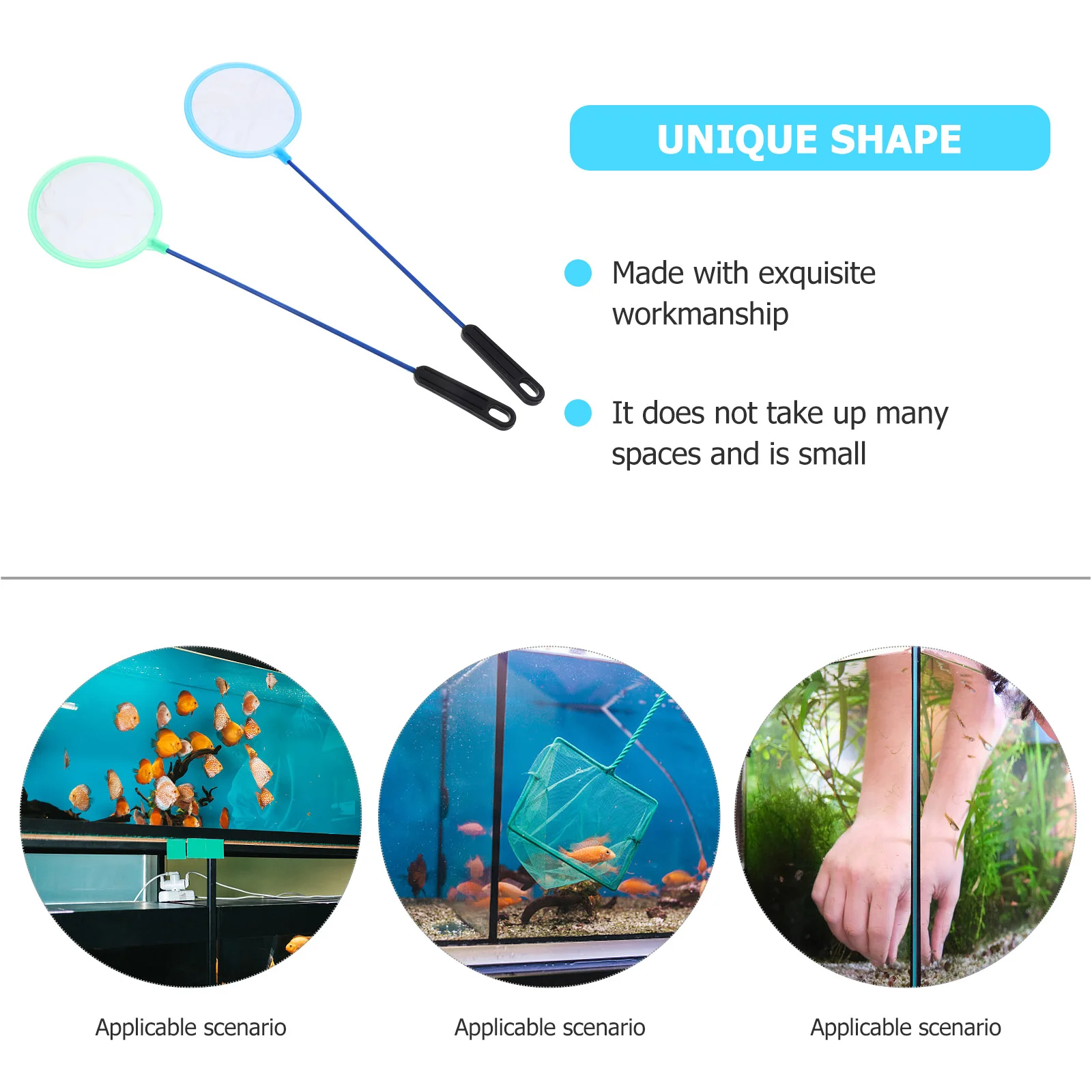 

8pcs Round Fishing Net Aquarium Fish Tank Cleaning Tool Portable Plastic Shrimp Net Dense Mesh Fish Tank Fishing Nets