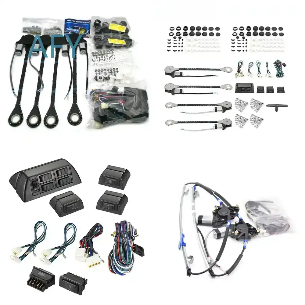 12V Power Window Kit for Car Van 4 Door Automatic Window Regulator Motor Switch Wiring Harness Universal Fit for Most