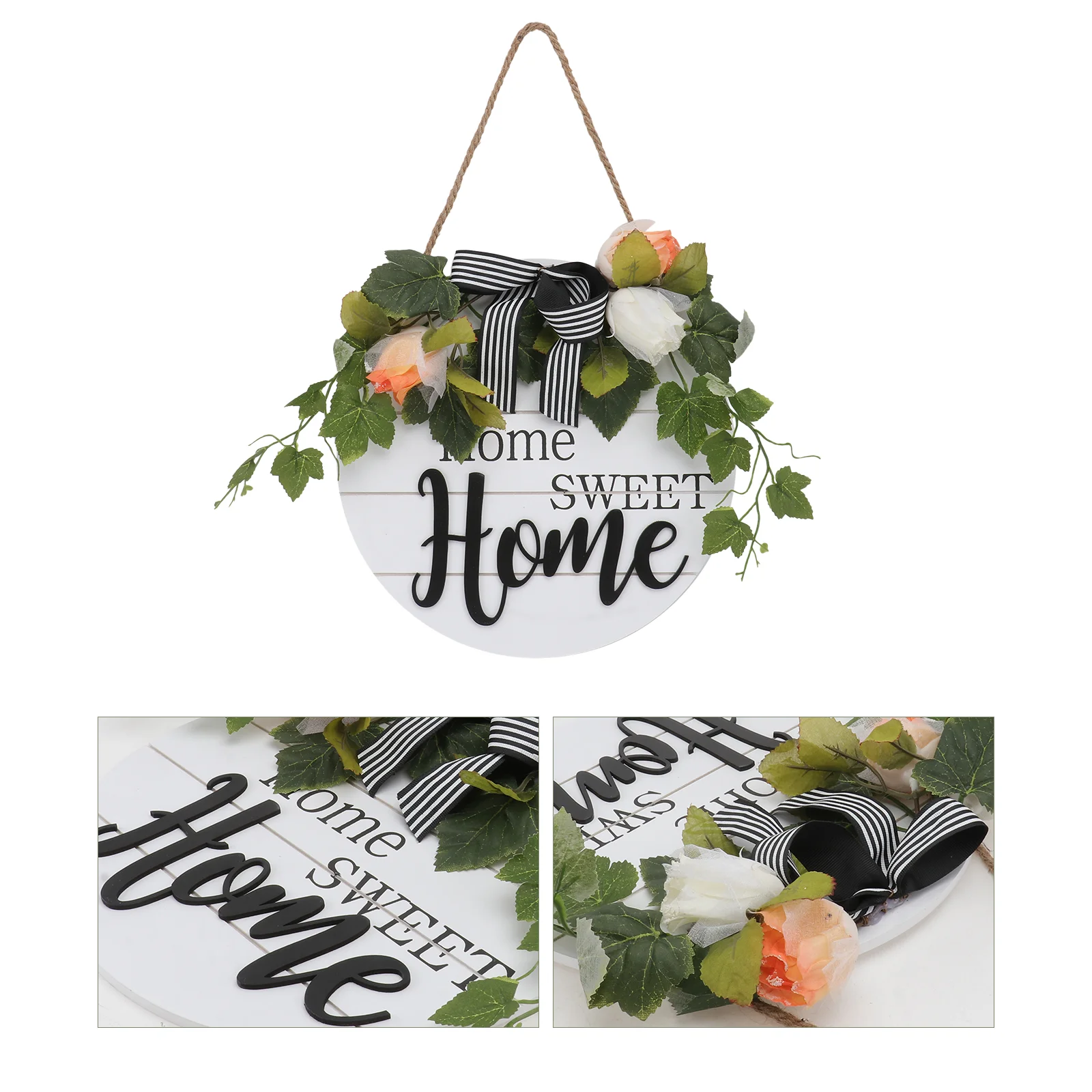 

House Number Sign Listing Decorative Wreath Door Pendant Decorate Artificial Wall Hanging Garland White Adornment