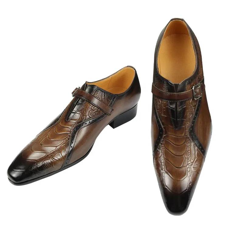 Deluxe Modne Męskie Skórzane Buty Brogue Codzienne Buty Zewnętrzne Brązowy Czarny Nadruk Projekt Serwis Niestandardowy Drop Shipping