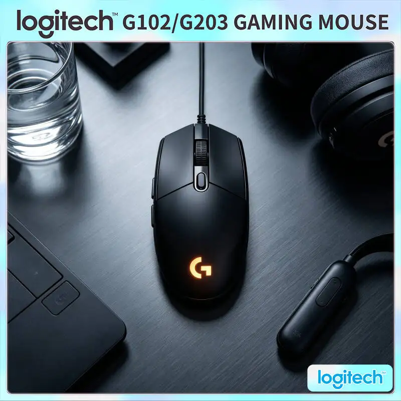 Ratón para Juegos Logitech G203, 8000 DPI, LIGHTSYNC RGB, 16.8 Millones de Colores, 6 Teclas, 85g, 2 Años de Garantía, Compatible con Mac, PC y Laptops, Cómodo
