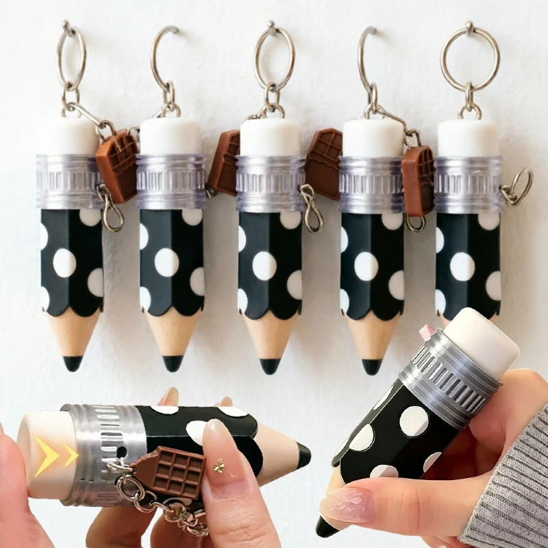 Super Cute Polka Dot Keychain Press Decompressed Short Pencil Portable Decorative Accessories Keychains Y2K Girls Friend Gifts