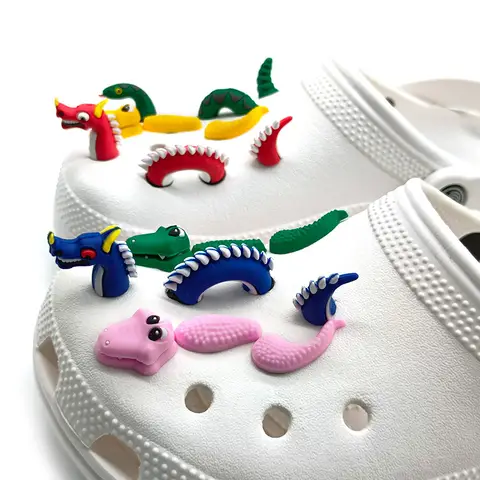 3D Cute Cartoon Shoe Decoration Buckle Charms Accessories Head Top Dragon Snake Crocodile DIY Combination Kids out door Gifts