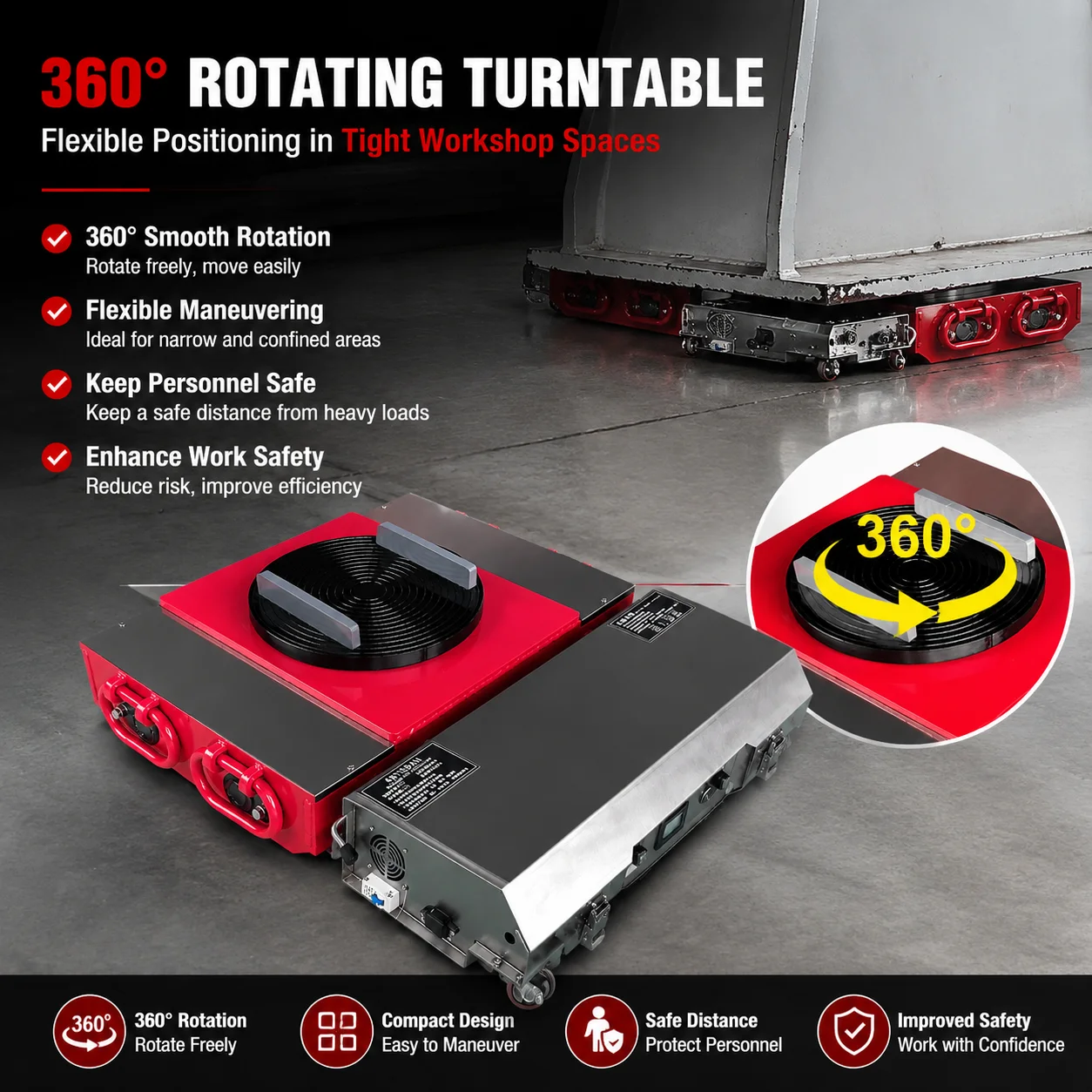 Picture 5: Warehouse Transporting Skate Remote Control Machine Moving Trolley Electric Cargo Roller Carrying Truck Factory Equipment Dolly