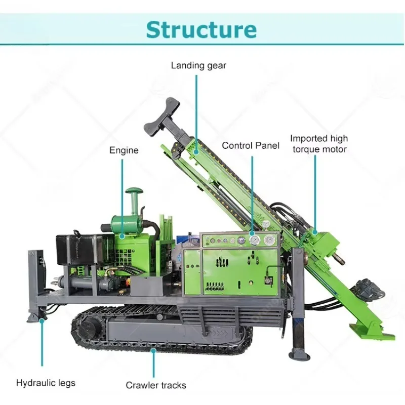 Fully Hydraulic Portable Rope Core Drilling Rig for Mining Exploration Crawler-Mounted 1000-Metre Rock Core Drilling Rig