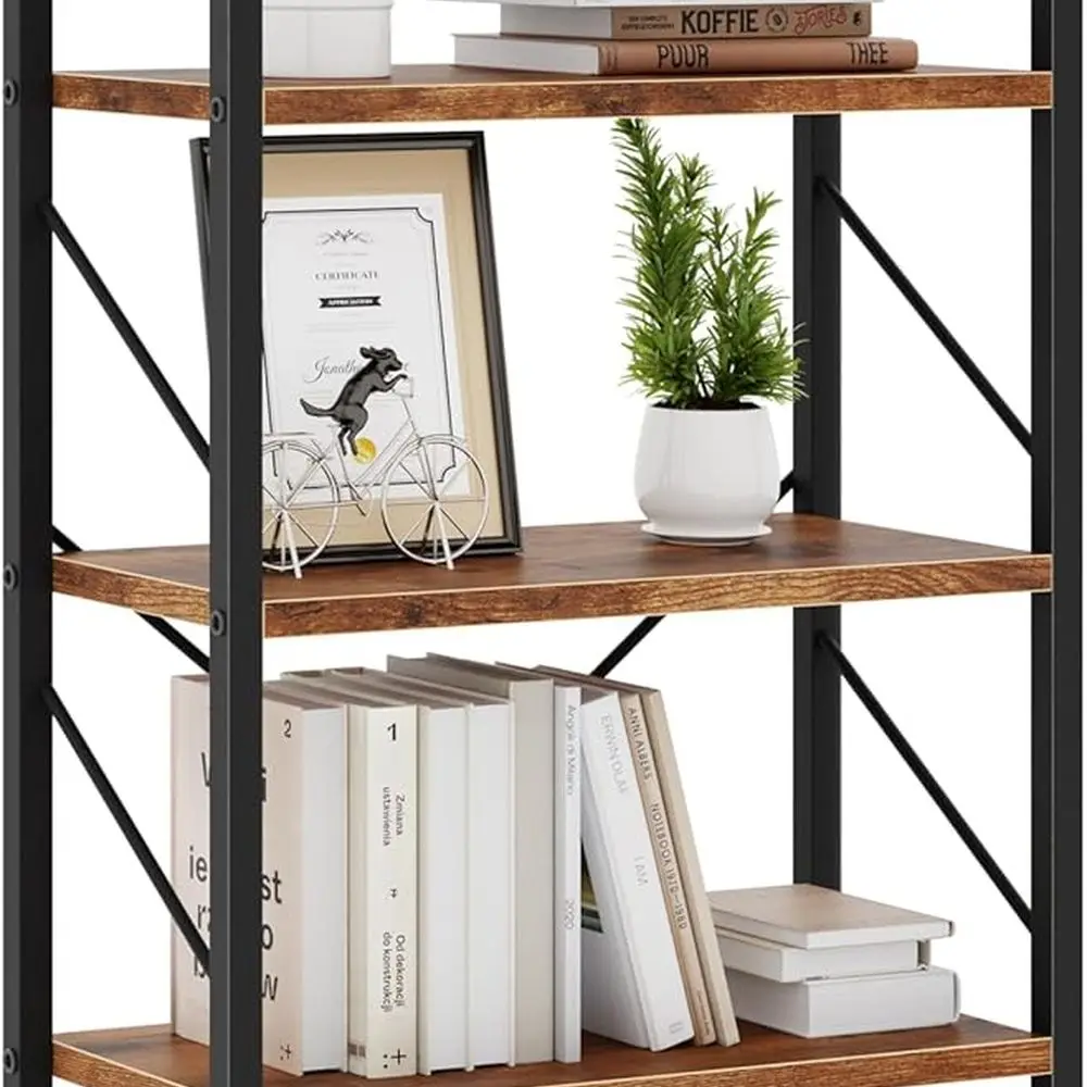 

Rustic Brown 5-Tier Bookshelf for Home Office, Bedroom, and Living Room Storage and Organization