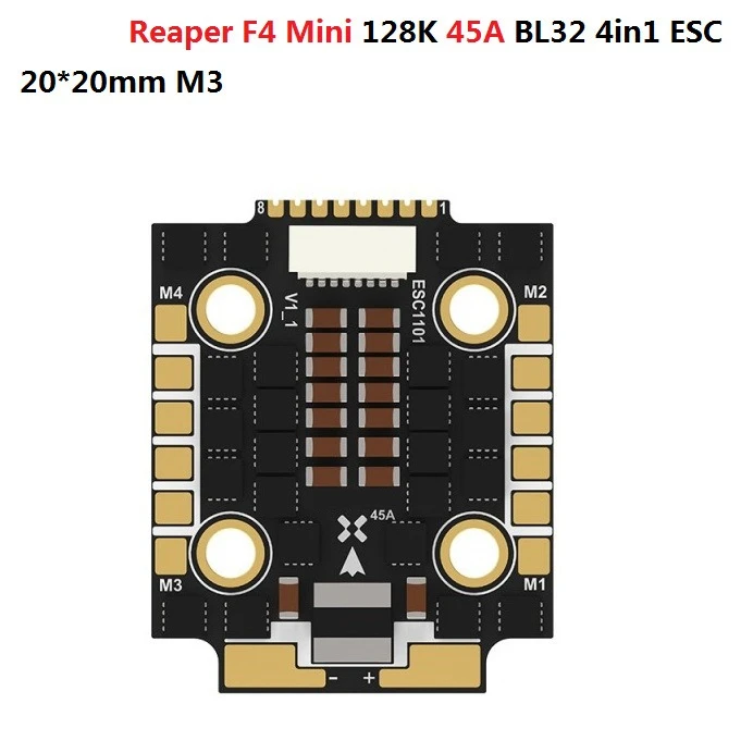 Reaper F4 Electronic Speed Controller (ESC) 45A 60A 65A 128K Upgrade with Continuous Peak 100A for 3-8S Battery Voltage