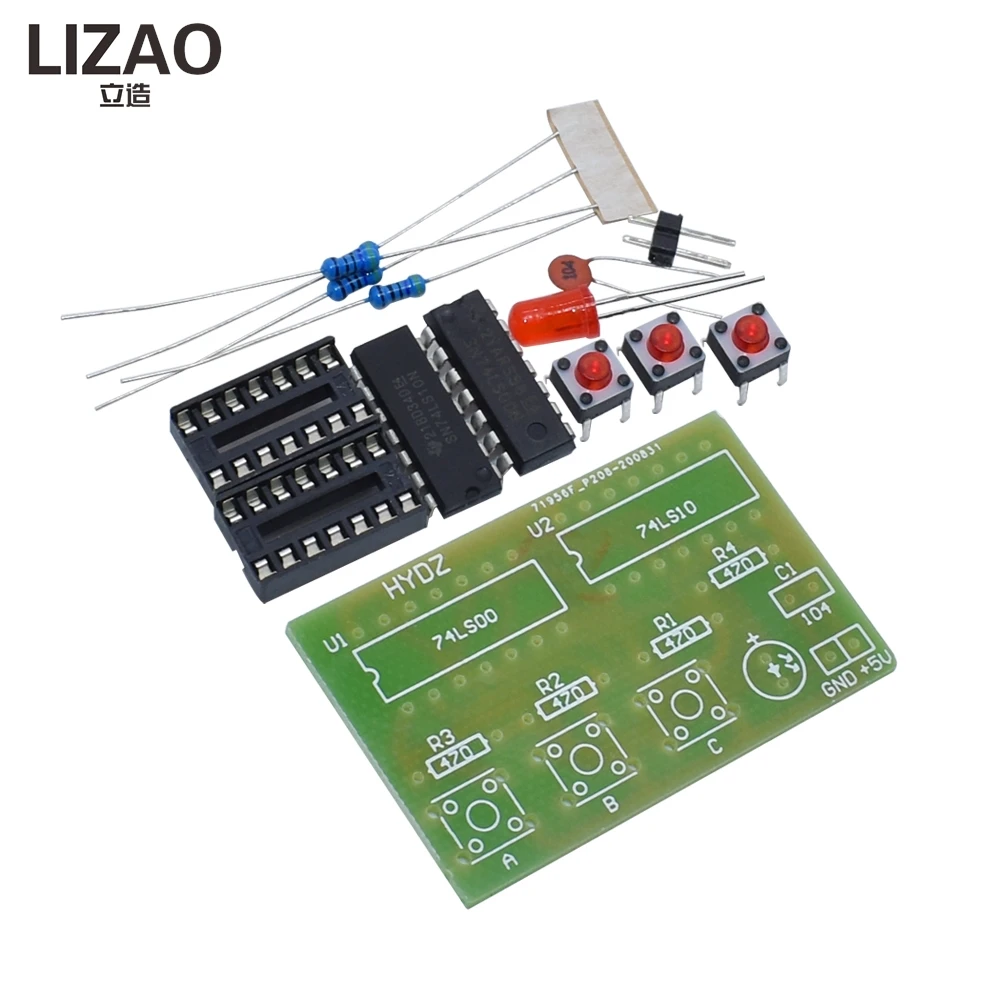 3-Person Voting Machine DIY Kit, Non-Gate Logic Digital Circuit Experiment Set for Student Electronic Labs