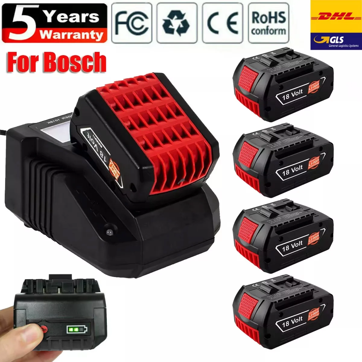 Batterie de remplacement pour perceuse électrique Bosch BAT618, 18V, 8000mAh, professionnelle, GBA GBH GSR GSB BAT620 BAT609G BAT614