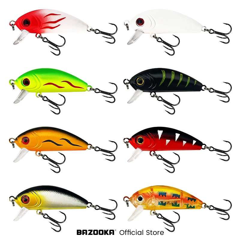 Bazooka 50mm 5g galleggiante Jerkbait Mini Topwater Minnow richiamo di Pesca esche dure Swimbait affondamento spigola luccio Pesca persico inverno