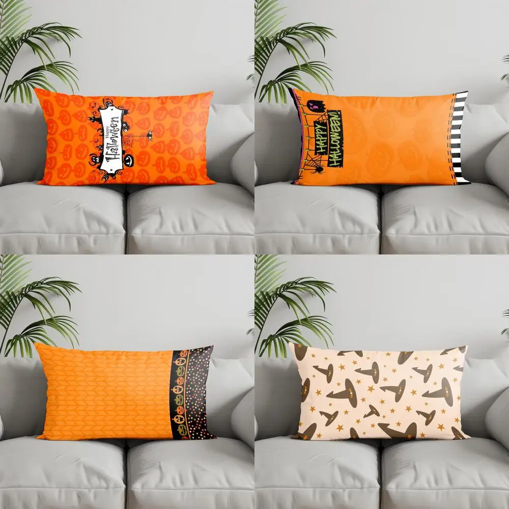 Home Decor Happy Halloween Pumpkin Pillow Suitable For Sofa Bedroom Car Pillow Cover Cushion Rectangular Back Cushion