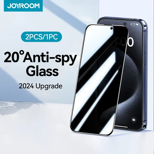 Joyroom 1/2 szt. 20 ° Szkło antyszpiegowskie do iPhone 16 15 Pro Max, szkło do iPhone 16 15 14 13 12 11 Pro Max, folia ochronna na ekran zapewniająca prywatność