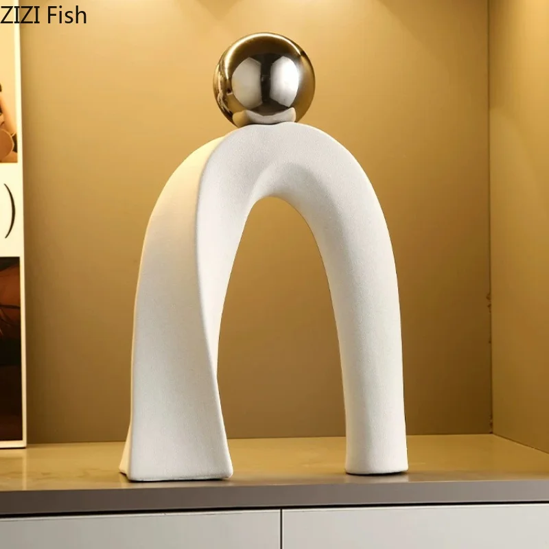 Geometric Ball Art Sculpture Desktop Decoration Ornaments Simplified Statue Model Figurines Crafts Room Aesthetic Decor