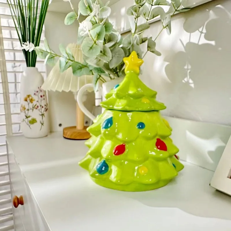 

Creative ceramic Christmas tree shaped storage jar, candy jar, biscuit jar, home Christmas decoration ornament, Christmas gift