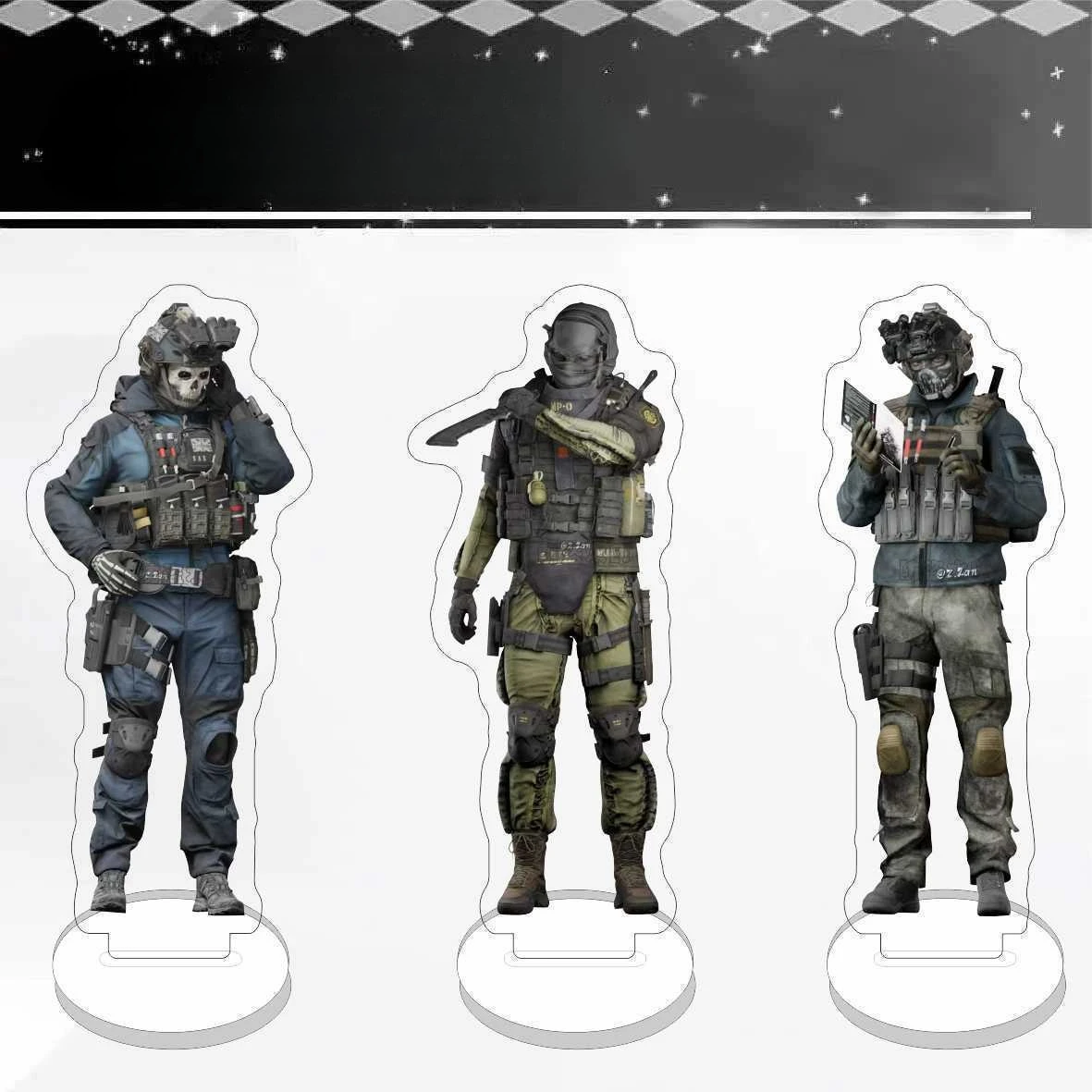Image of Taktischer Soldaten-Charakter Acryl-Ständer Doppelt Bedruckte Spielfigur Schreibtisch-Dekoration für Fans-Kollektion & Tägliche Heimdekoration