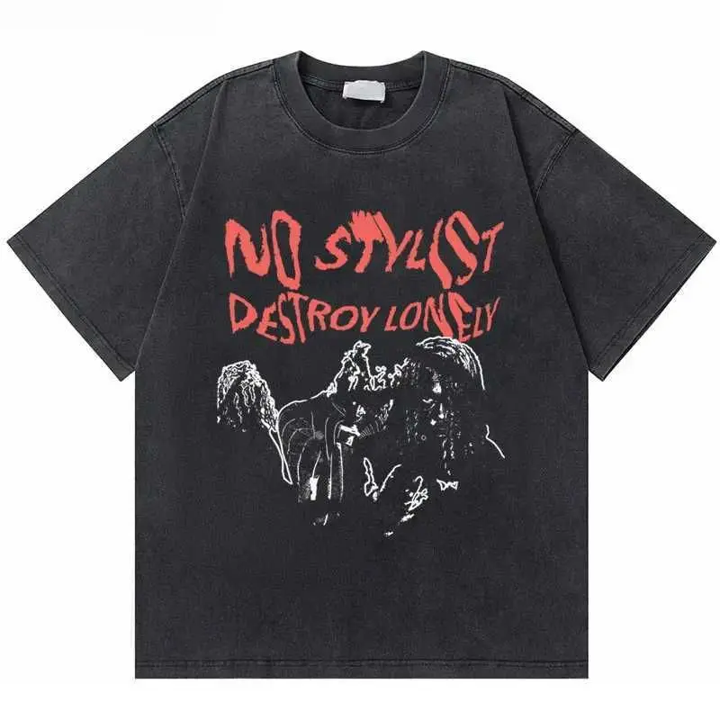 

Мужская летняя футболка 2026 из плотного хлопка, винтажная, с эффектом потертости, оверсайз, с коротким рукавом, свободного кроя, в уличном стиле (2)