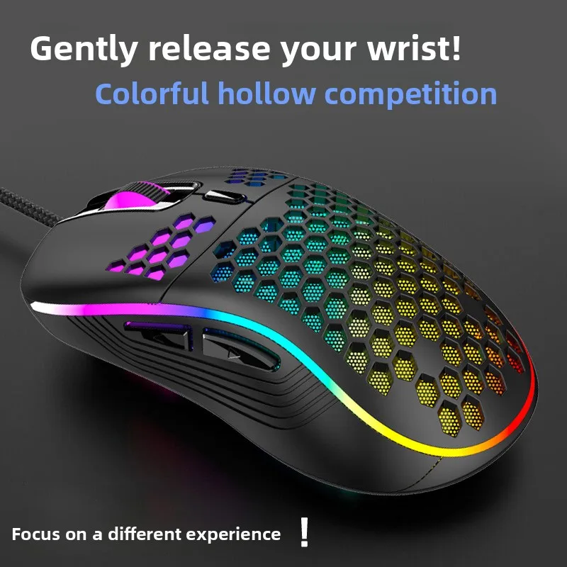 Wired hole mouse wireless 2.4G charging hollow ultra-lightweight game luminous e-sports RGB