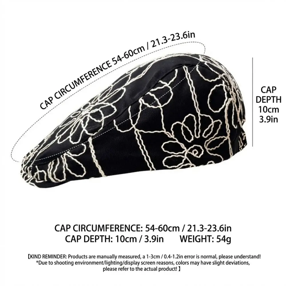 Gorra Retro de Moda con Bordado Floral, Estilo Coreano, Boina Dulce y Picante, Casual y Versátil, Sombrero Británico para Mujer