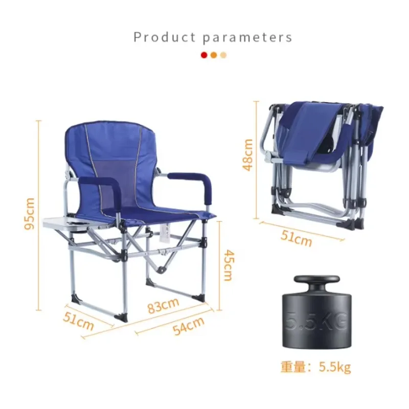 High quality custom outdoor leisure steel portable lawn chair guide chair folding camping chair with side table
