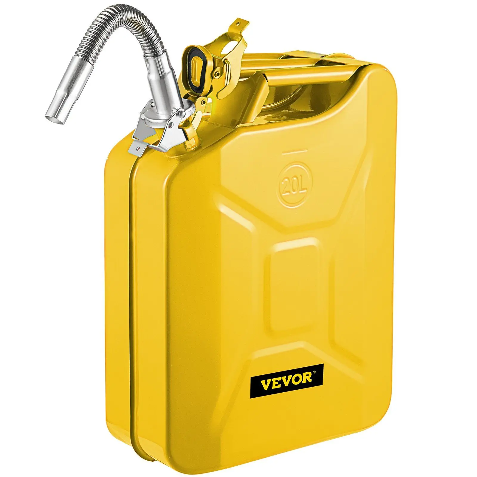 

VEVOR 5.3 Gallon Jerry Can, Flexible Spout System & Rustproof Steel Fuel Can for Cars, Trucks & Equipment (Yellow)