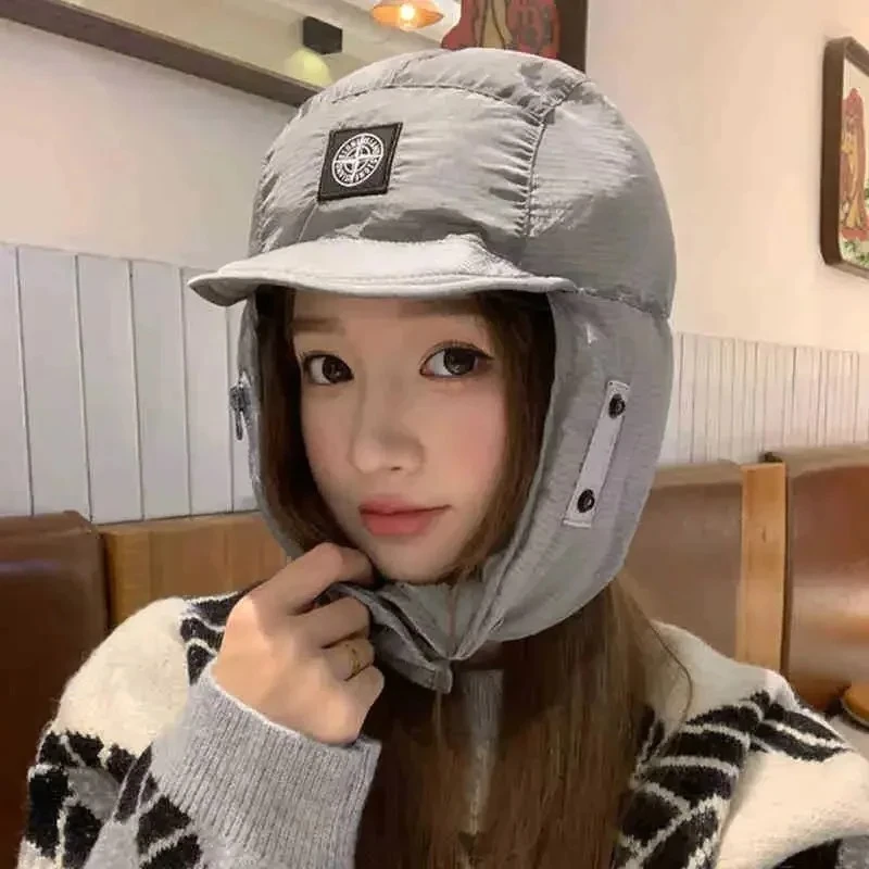 

Пуховая хлопковая кепка-вилка в японском стиле для мужчин и женщин с утолщенными ушками для занятий спортом на открытом воздухе, зимняя теплая ветрозащитная шапка