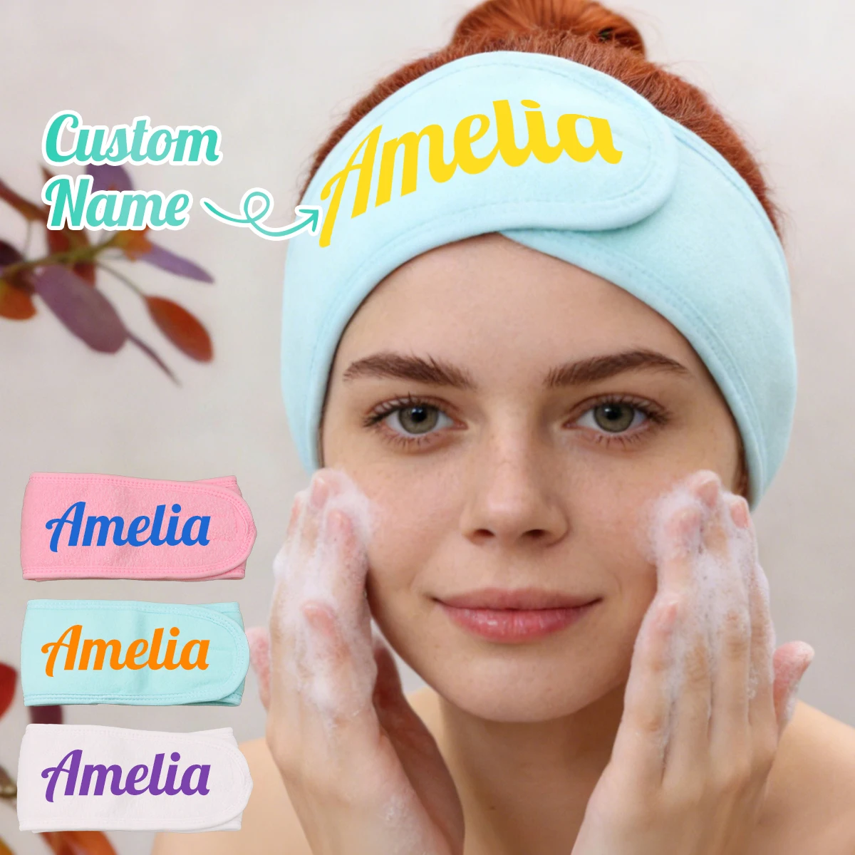 Beauty Makeup Names - Custom Name Spa Headband, Personalized Makeup