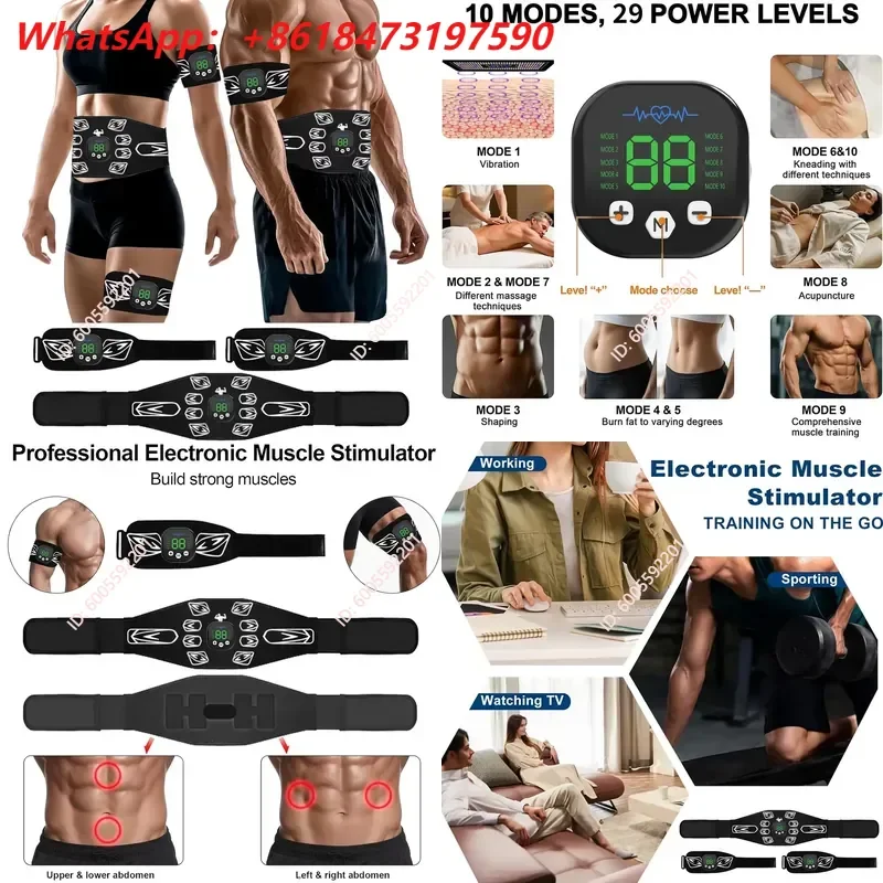 Hot Selling Muscle Stimulator Abdominal Trainer Abs Toner Arm Belly Leg Exercise Body Massager Workout Lose Weight Fat