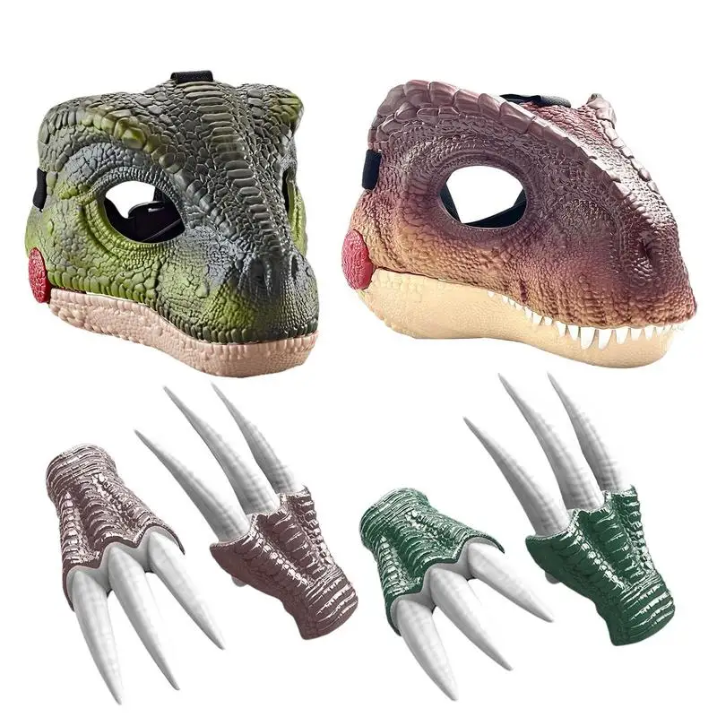 Dinosaur Mask High Quality Headwear Halloween Children Toy 3D Dinosaur Mask Lifelike Raptor Dino Moving Jaw Carnival Gift 2024