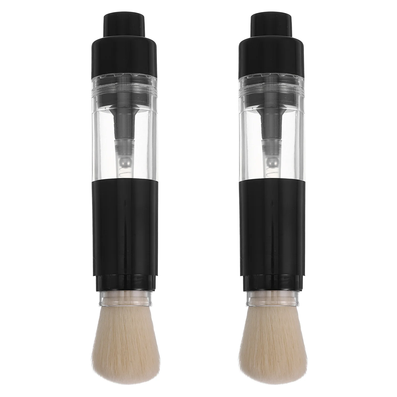 2 Pcs Press-type Makeup Brush Portable Powder Buttons for Reusable Travel Multifunction Refillable