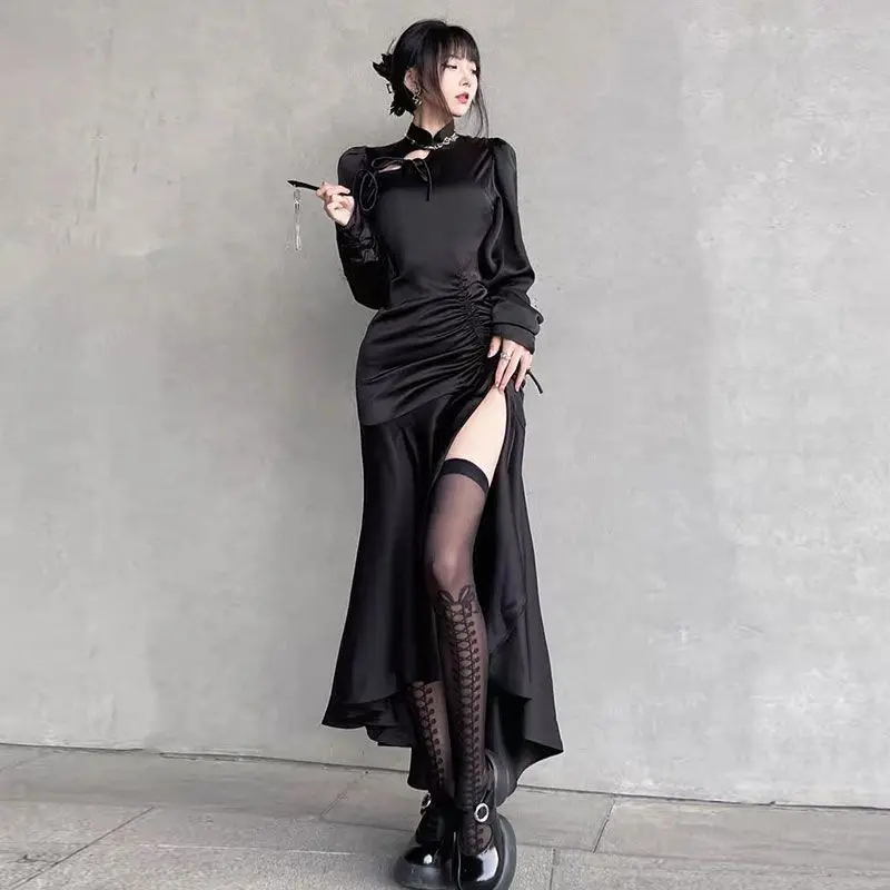 Chinese Modified Cheongsam Design Niche and Dark High-end Celebrity Retro Dress for Women