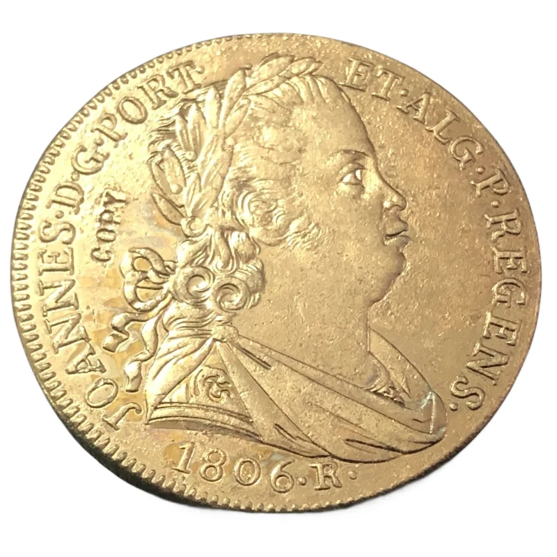 

1806-R Brazil 6400 Reis-Joao,Prince Regent 22K Gold Plated Copy Coin