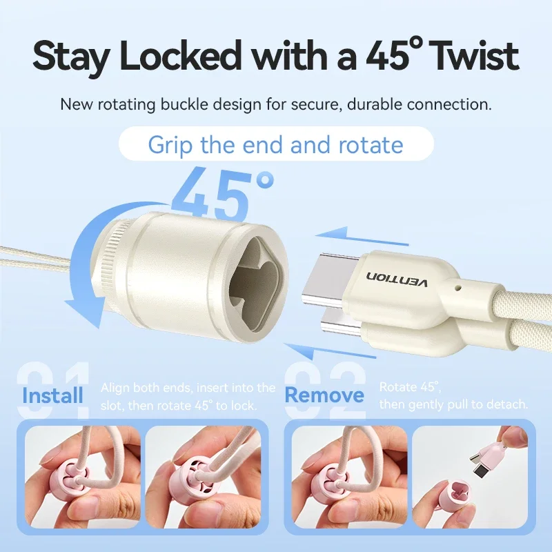 Power Bank Vention 20000 мАч, 22,5 Вт со встроенным кабелем USB-C, быстрой зарядкой, съемным ремешком, компактное зарядное устройство, безопасное в самолете