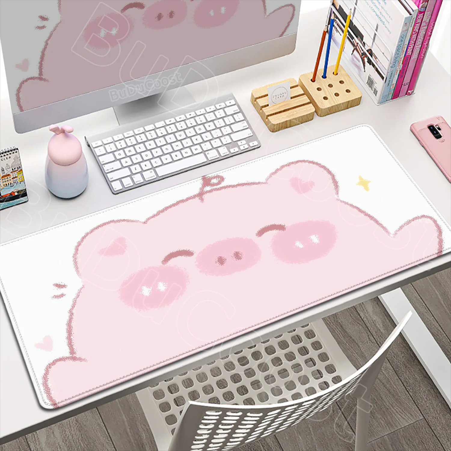 

Kawaii Anime Animals Pig Mousepad Cute Big Head Desk Mat PC Gaming Accessories Keyboard Pad Gaming XXL Mouse Pad HD Print Carpet