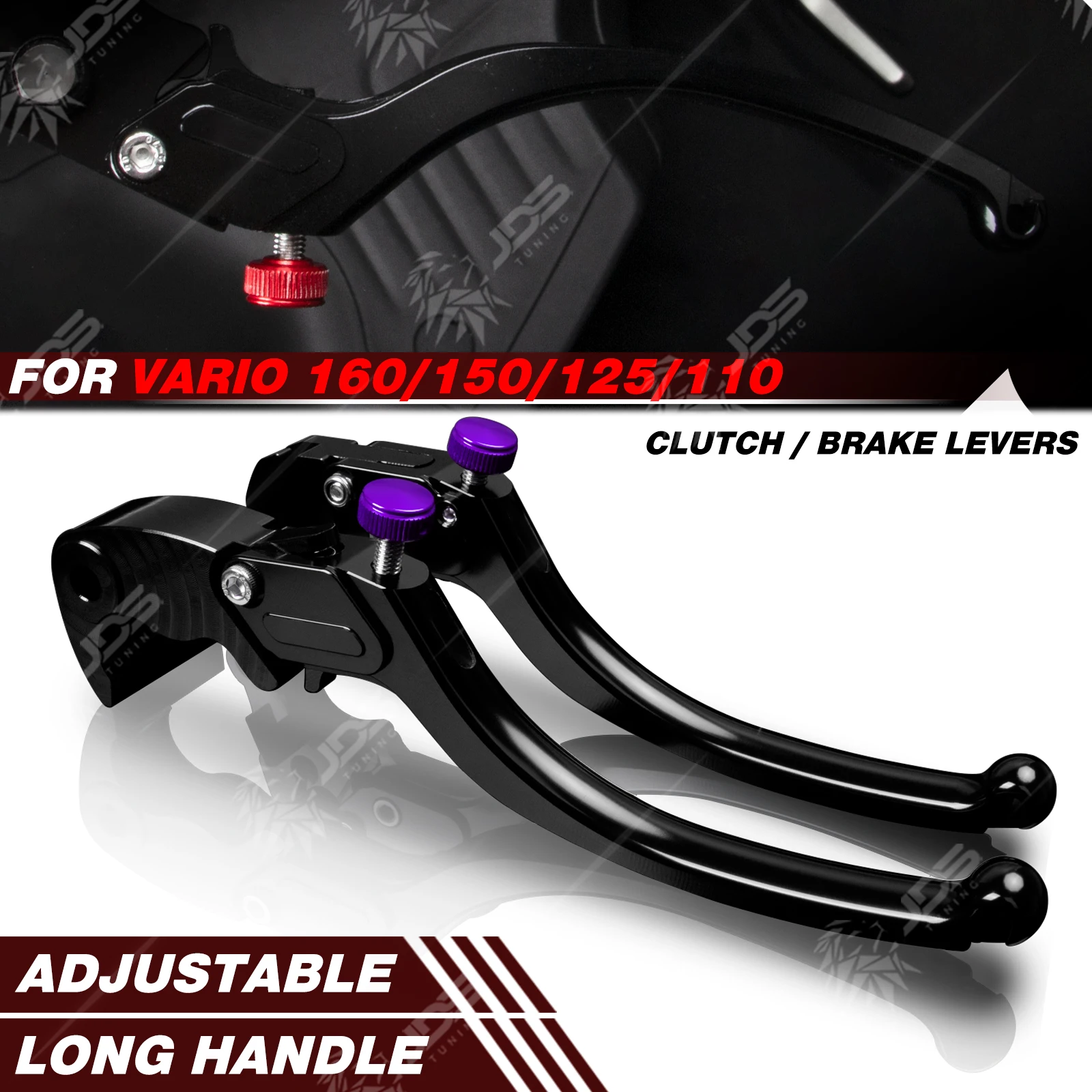 

JDSTUNING For Honda VARIO 160/150/125/110 Stepless Clutch Lever Brake Lever Set Long Handle Levers Motorcycle Accessories Parts