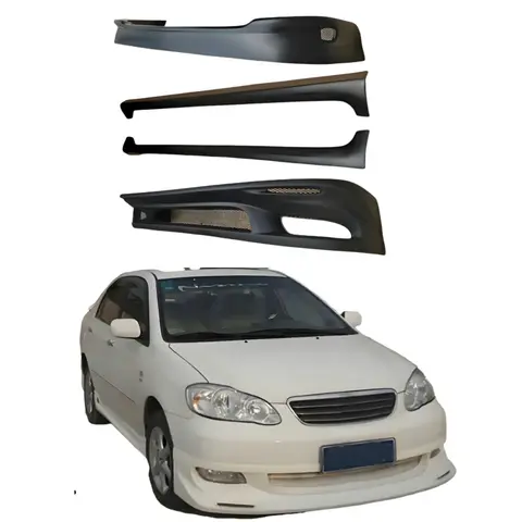 Auto Body Systems Pp Wide Body Kit Front Bumper Lip, Rear Bumper Lip and Side Skirt for Toyota Corolla 2004-2010 Type B