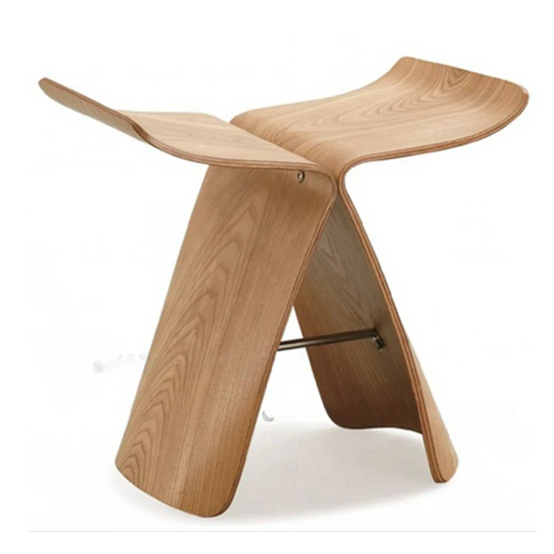 

Creative Wood Butterfly Stool Solid Wood Foot Stool Home Adult European Curved Wooden Bench Living Room Walnut Shoe Bench