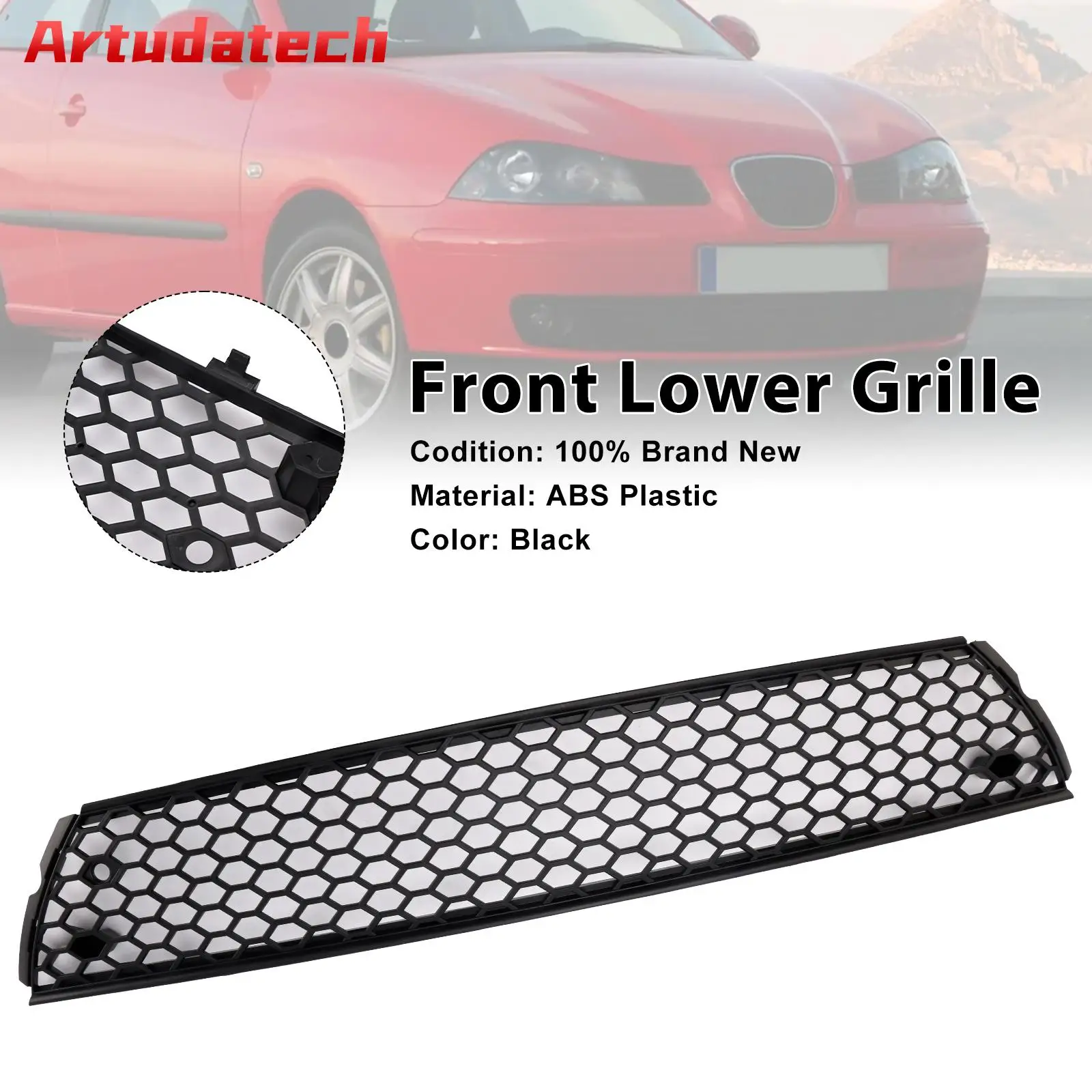 

Artudatech Front Honey Lower Grille Grill Fit Seat Ibiza 6L FR 2002-2006 Pre-Facelift Car Accessories 2003 2004 2005