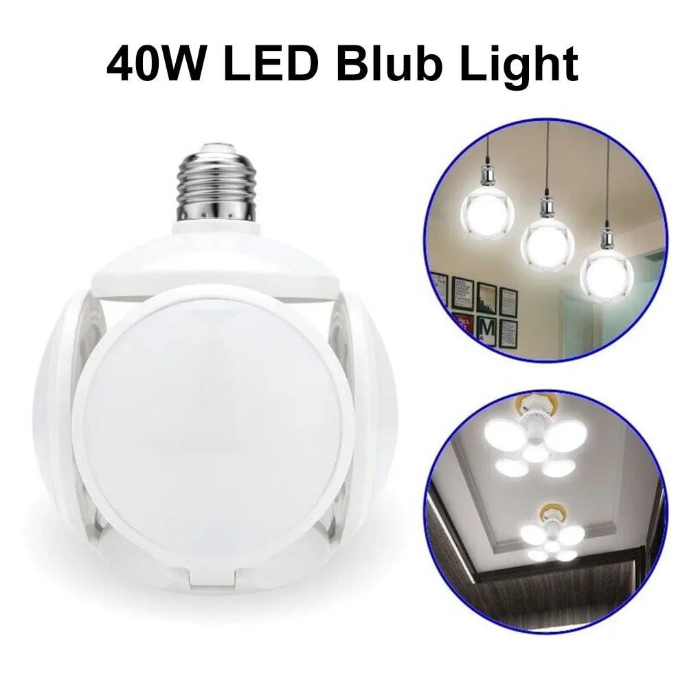 

E27 LED Folding Bulb 40W Football Bulb Light 360 Degree Folding AC 110-265V Lamp Living Room Bedroom Spotlight Cold White Light