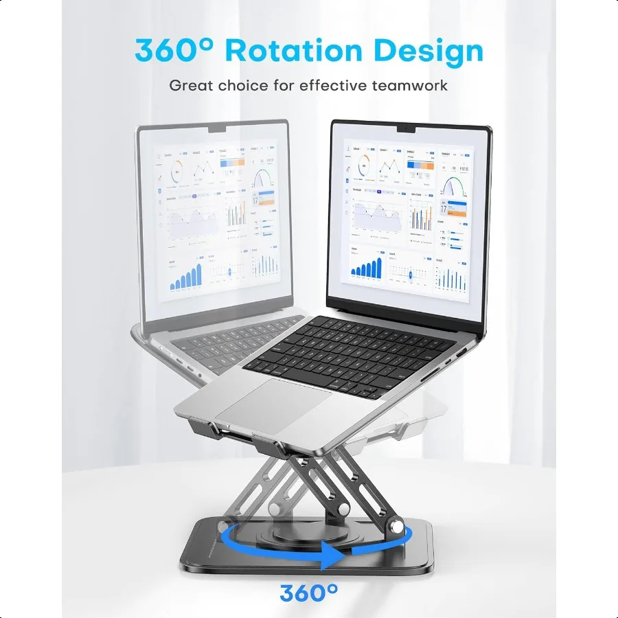 Adjustable Laptop Stand Computer Stand with 360 Rotating Base Ergonomic Laptop Riser Mount for Desk Foldable Protable Computer