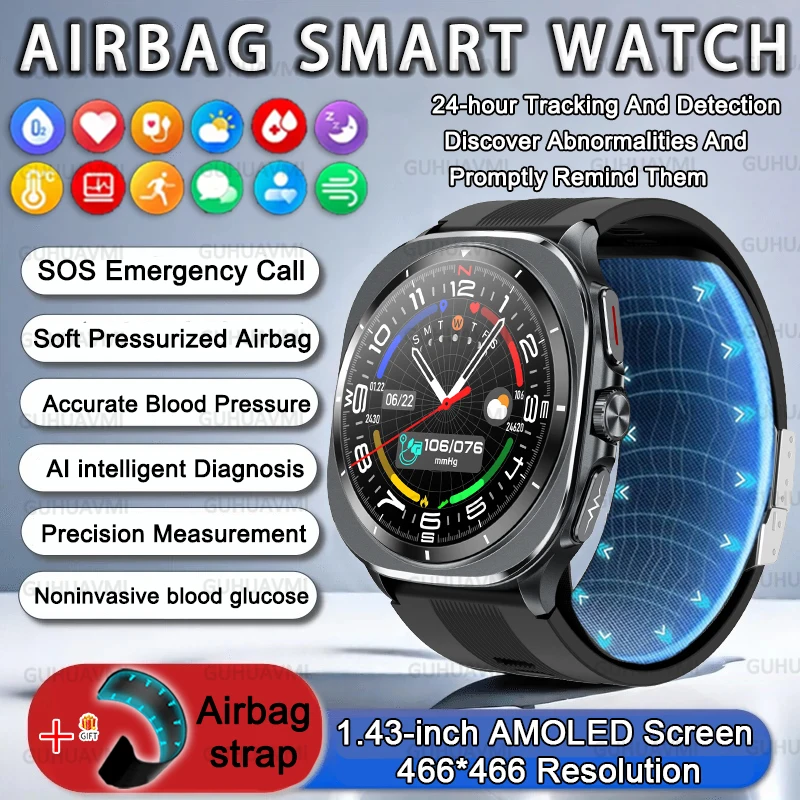 2025 Новый ЭКГ + PPG Air Sac Монитор Глюкозы в крови Смарт-часы Мужчины Сердечный ритм Мочевая кислота Спортивные NFC Смарт-часы Здоровье для Samsung