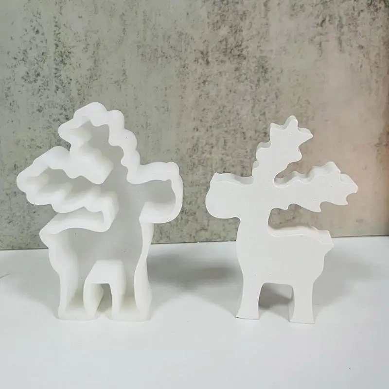 Christmas Elk Silicone Candle Mold Handmade Resin Craft For Christmas Decor Ornament Deer Shape Fawn Soy Wax Soap Silicone Mold