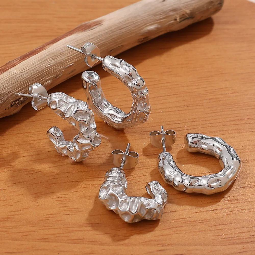 الفولاذ المقاوم للصدأ القلب أقراط للنساء 2025 تتجه الذهب اللون غير النظامية هوب القرط ثقب مجوهرات الحفلات هدايا aretes #3