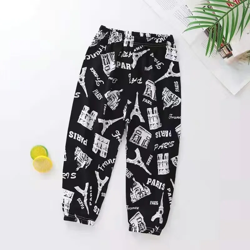 Fashion Baby Girl Boy Houndstooth Pant Summer Infant Toddler Child Harem Cartoon Print Trousers Breathable Baby Clothes 1-10Y