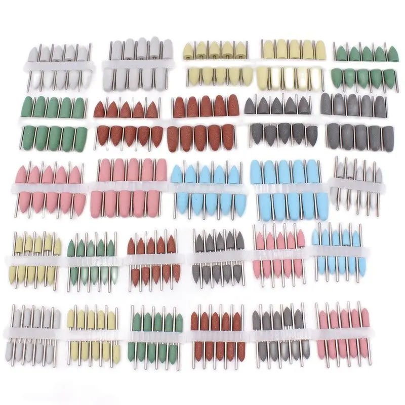 10pcs Silicone Rubber Dental Polishing Polisher Grinders Nail Drill Bits for Electric Manicure and Oral Intial Polishing Burs