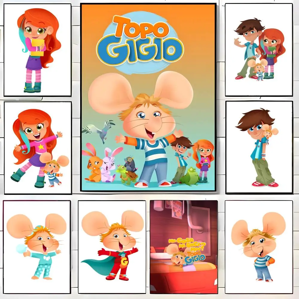 Póster de Anime T-Topo G-Gigio, adhesivo artístico autoadhesivo, pegatina de papel impermeable, decoración de pared para cafetería, Bar y habitación