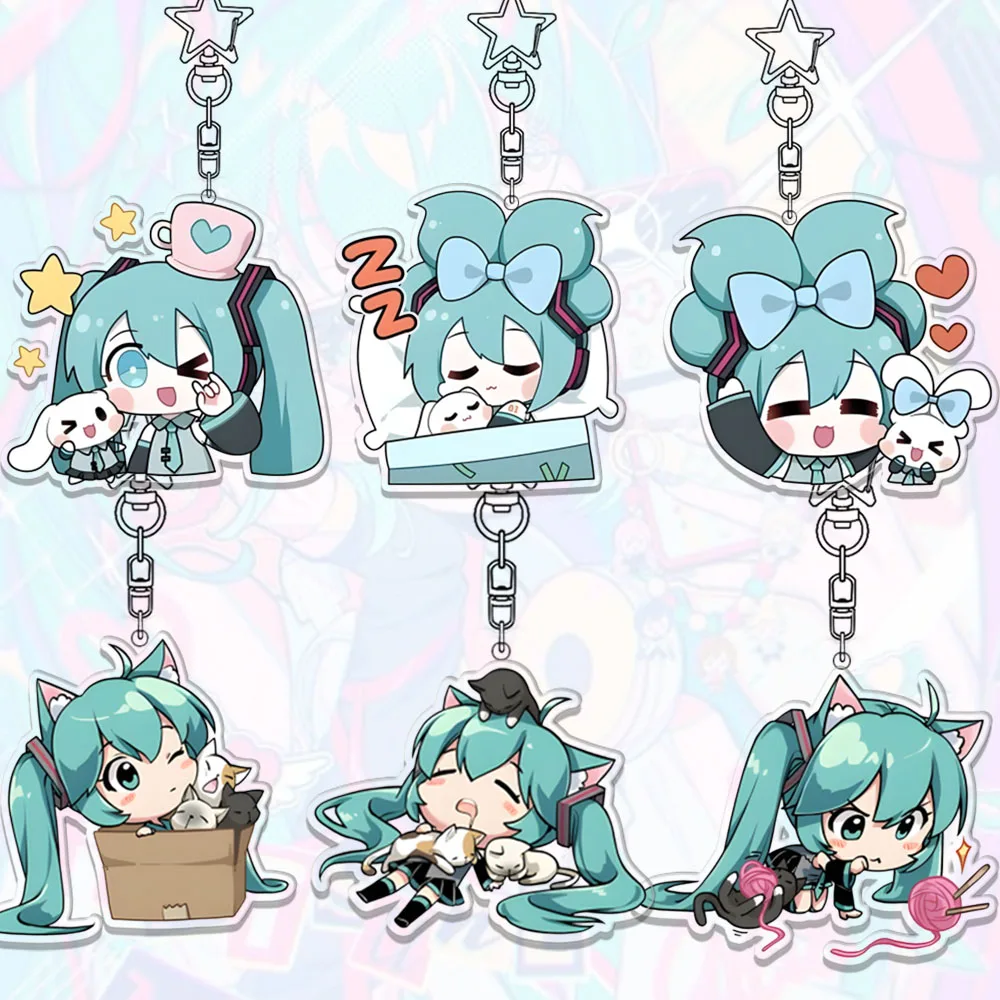 

Hatsune Miku Acrylic Keychain Expression Exquisite Kawaii Keyring Bag Pendant Decoration Cartoon Accessory Birthday Gift