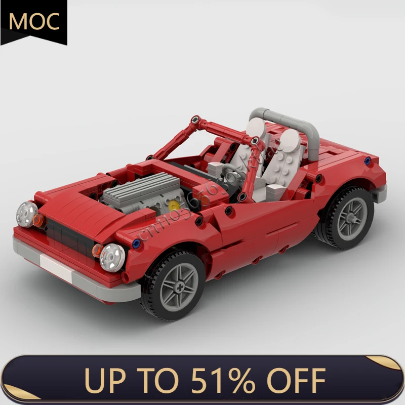 

414 шт. MOC Technology Racing Little Red Roadster, модель строительного блока, скоростной автомобиль, кирпичи, игрушка для детей и взрослых, специальный подарок на день рождения